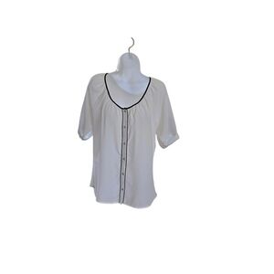 Express White Blouse‎ with Black Trim